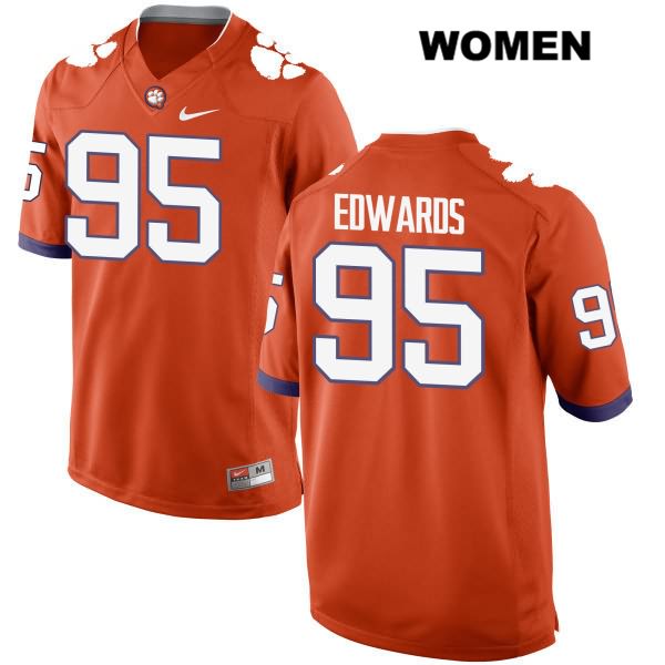 Women's Clemson Tigers #95 James Edwards Stitched Orange Authentic Nike NCAA College Football Jersey ASV5046OV